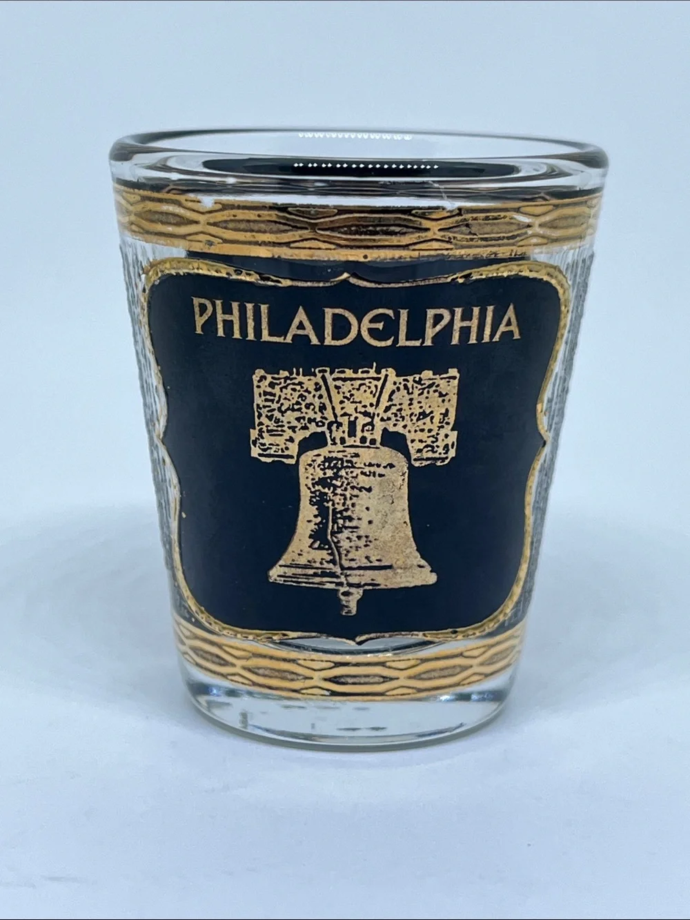 Philadelphia Liberty Bell Gold and Black Souvenir Shot Glass